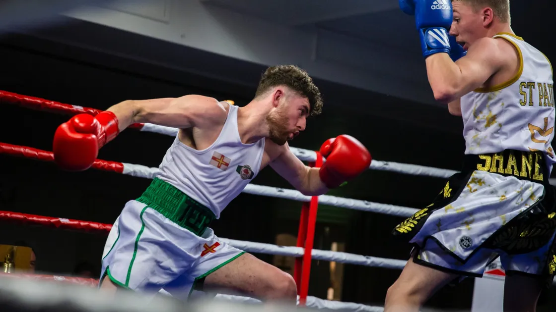 Guernsey’s Tommy Teers, left, is seeded to reach the National Amateur Championship final in the 51kg elite category. (Picture by Luke Le Prevost, 31919600)
