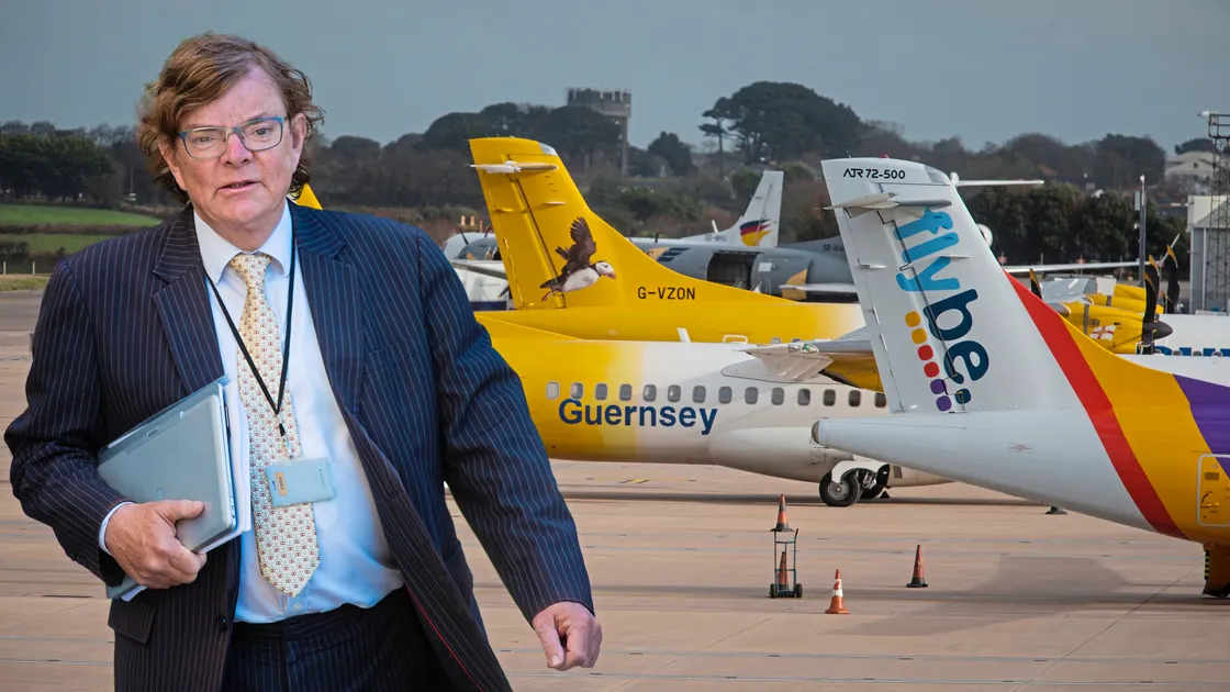 Economic Development president Deputy Charles Parkinson, with the backing of his predecessor in the post, Deputy Peter Ferbrache, will attempt today to take control of plans for the runway from Policy & Resources. (Montage by Peter Frankland)