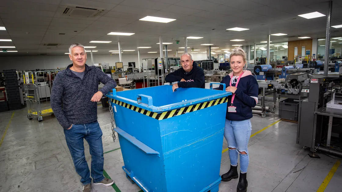 Moonpig’s Braye Road factory and the people who work in it are featured in the BBC documentary series Made in England this evening. The programme, Greetings from Guernsey, features staff including, left to right, operations director Alan Rimington, production manager Andy Patch and junior production manager Kayley Girard. (Picture by Sophie Rabey, 31458752)