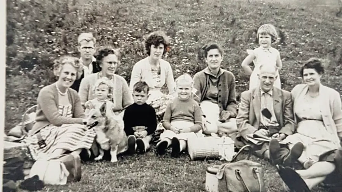 Adults Left to Right: May, John Laine [who married Peggy], Eva, Peggy [Eva's daughter], Molly [Eva's daughter], and Will and Elsie Wright [John Wright's parents]. Picture supplied by John Wright. (27086430)
