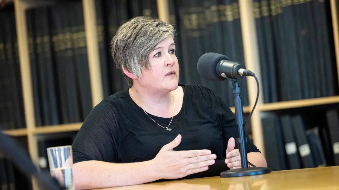 Deputy Haley Camp speaking on the Guernsey Press Politics Podcast.