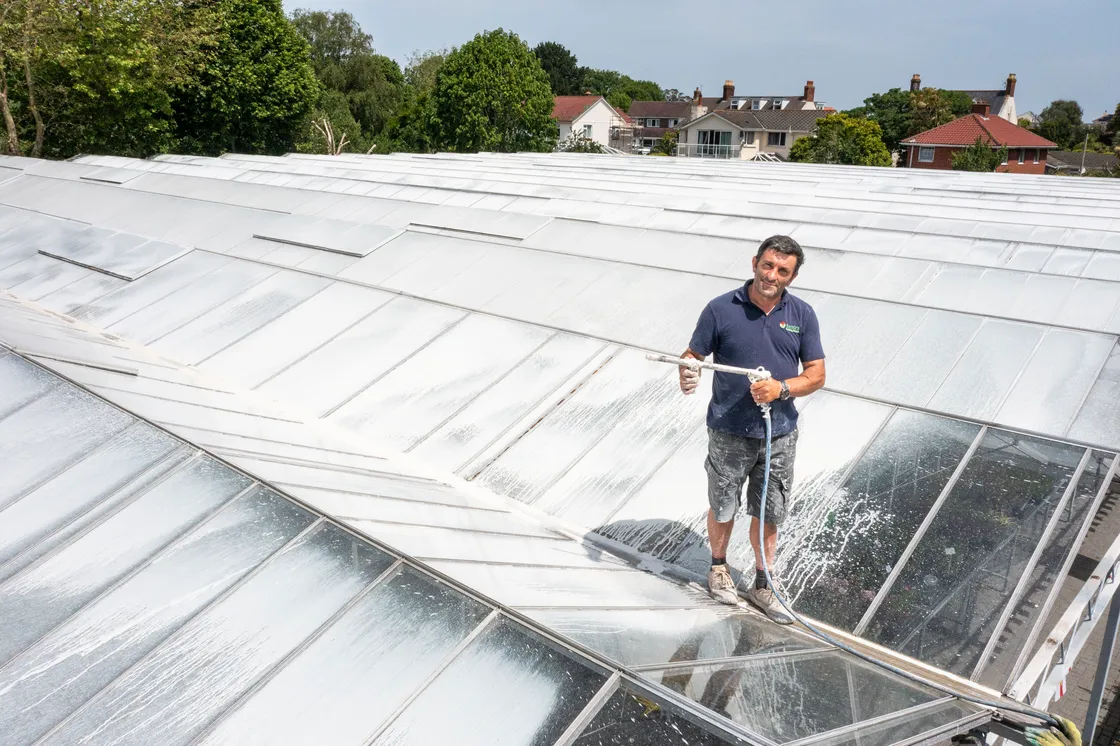 Bernie Goncalves with his sprayer. 