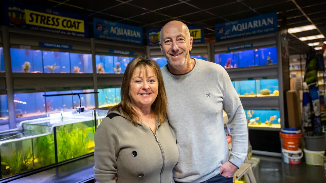 Tim and Karen Bishop are selling Bish’s Fishes in Oatlands Village. The company has been established for 33 years. (Picture by Sophie Rabey, 31662711)