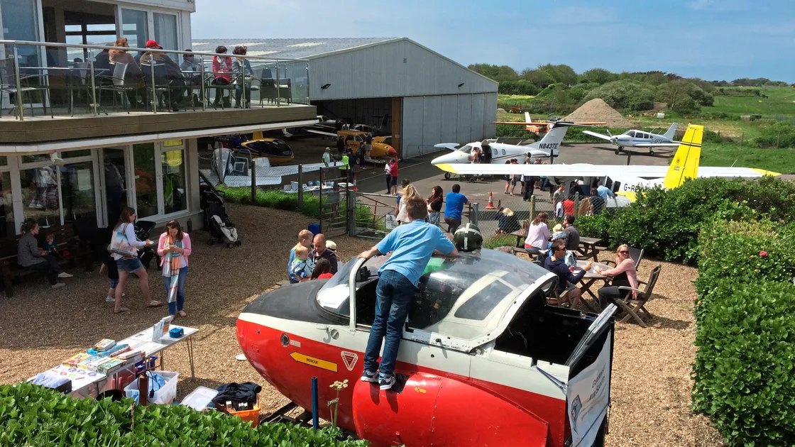 A picture taken by the Guernsey Aero Club of last year’s open day with the CIAS Islander, G-BEXJ, on the right in the background