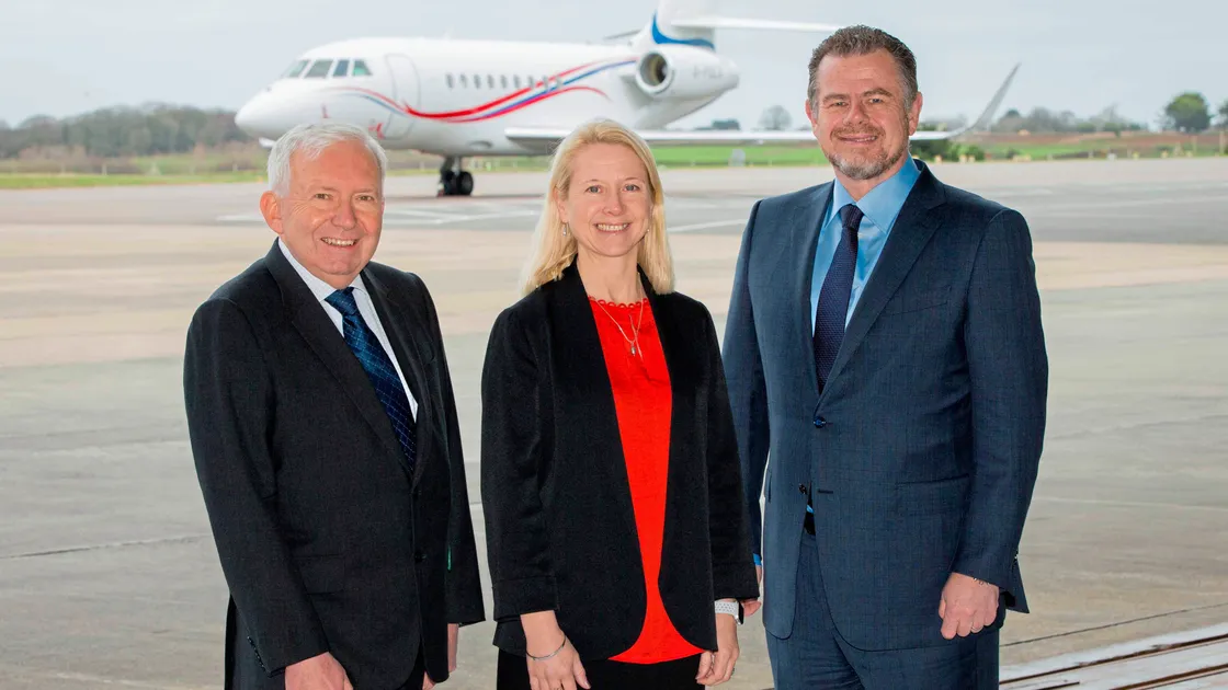 Expanding business: Left to right – Colin Pickard, director Pula Aviation Ltd with Pula Aviation Services Ltd's chair Tanya Raynes and CEO Steve Page. (23640419)