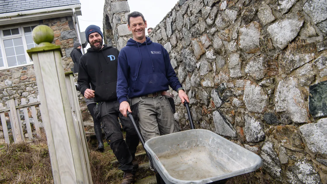 Lihou Island warden Steve Sarre, clearly happy to have some help in the big tidy up at Lihou Island