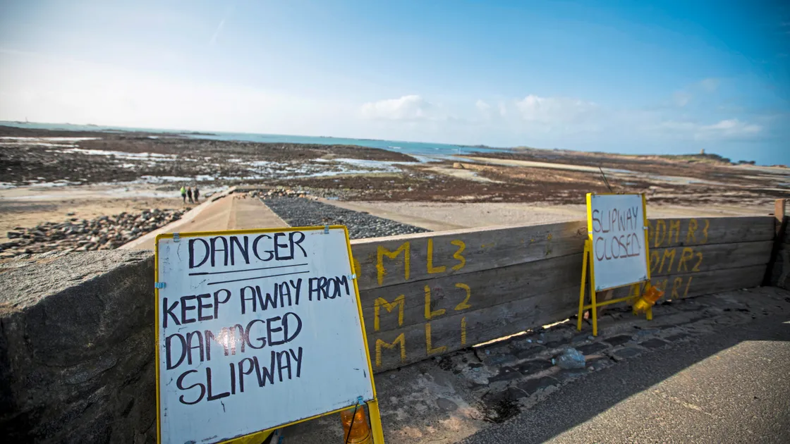 Signs went up after part of the slipway collapsed. (24103330)