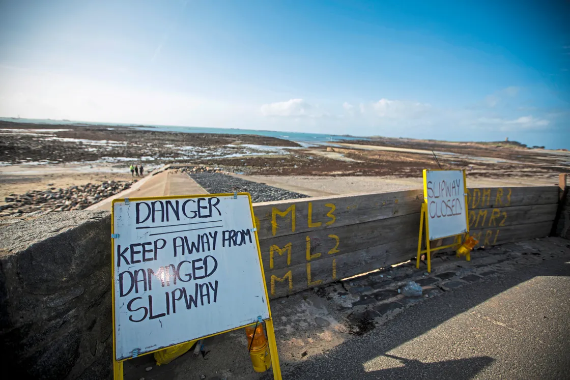 Signs went up after part of the slipway collapsed. (24103330)