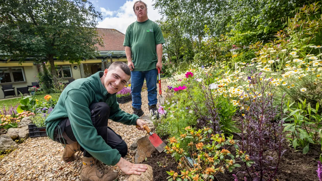Crew from Grow have been commissioned to rejuvenate the gardens at Les Bourgs Hospice. PIctured are Lucien Carre, left, and John Curle. 	 			 (Picture by Sophie Rabey, 34783528)