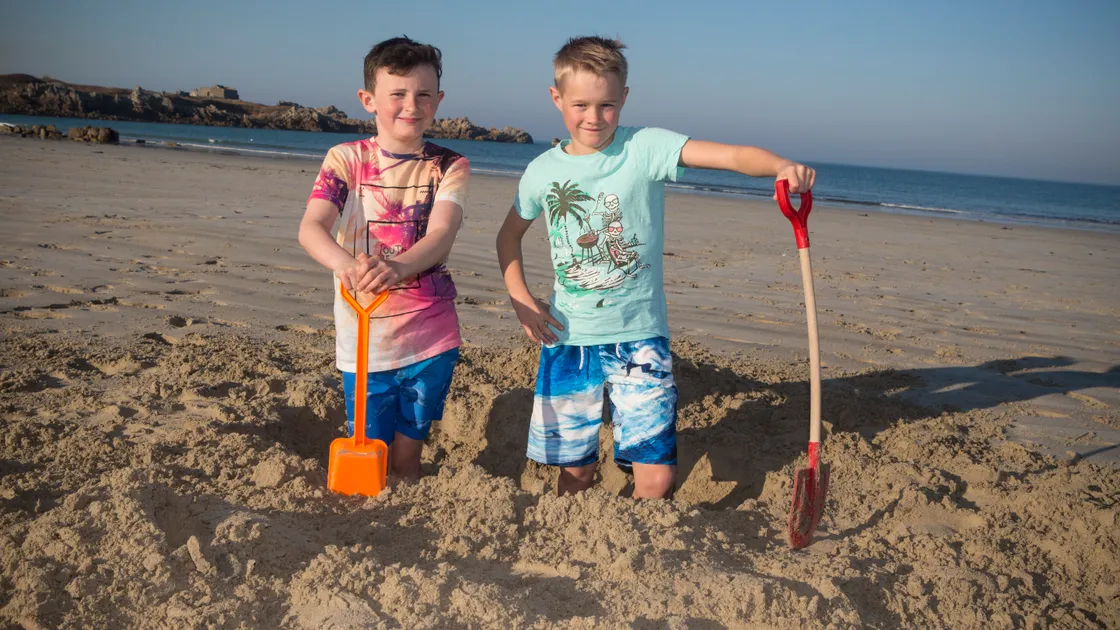 It's unlikely they will be able to repeat this during half-term next week, but Louis Brooke, 8, and Oscar Cleal, 9, were enjoying the sunshine on Pembroke on the hottest February day on record in 2019. (27182601)