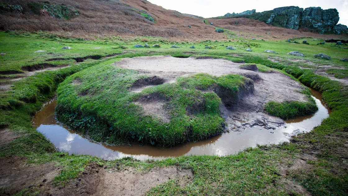 La Table des Pions, the Fairy Ring at Pleinmont headland, is showing signs of serious damage and erosion.(Picture by Sophie Rabey, 29219120)