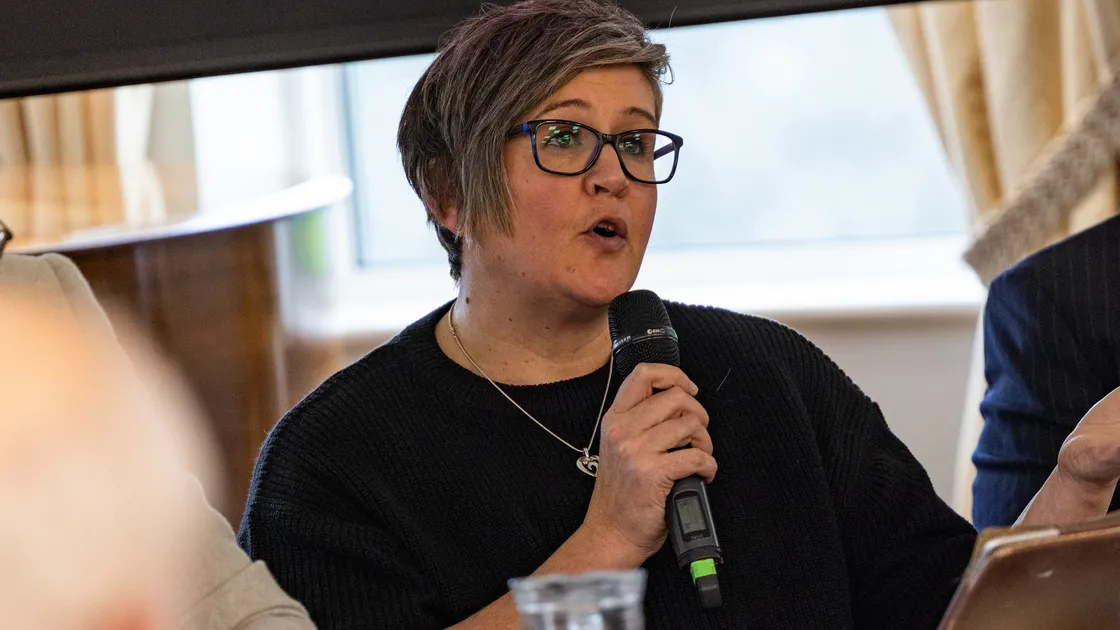 Deputy Haley Camp speaking at Sunday's public presentation against the introduction of a goods and services tax.  (Picture by Sophie Rabey, 34634386)