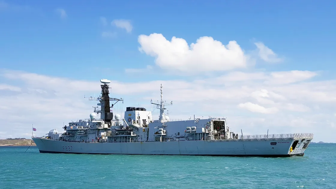 HMS Westminster anchored off St Peter Port. (Picture by Tony Rive, 29443851)