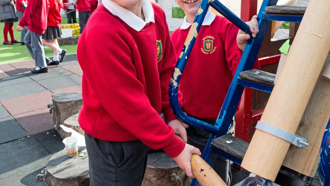 Playing Splat the Rat are Sam Cox, 5, left and Daniel Krontals 8. (Picture by Adrian Miller, 24210433)