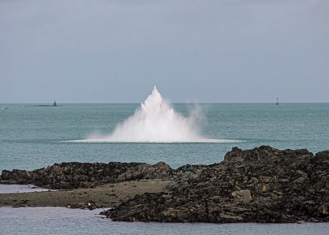 Royal Navy divers have detonated a WW2 bomb found on the seabed not far from the QEII Marina. (Picture by Peter Frankland, 28916668)