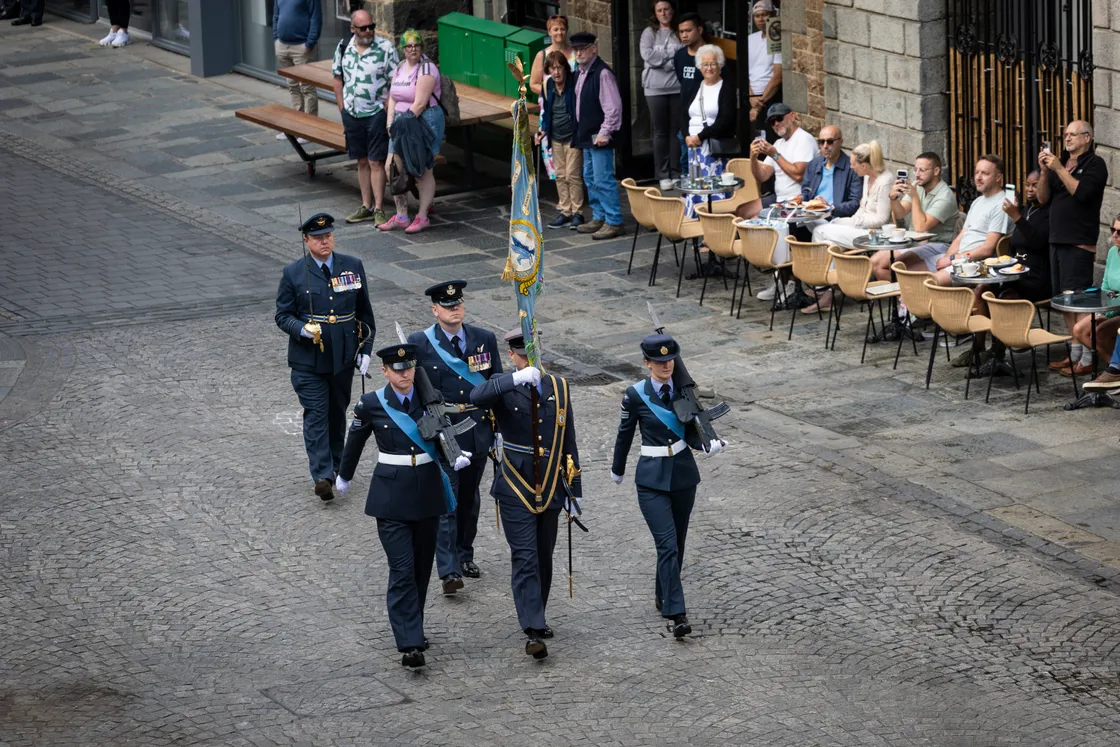 The inspection took place in Market Square instead of in front of the Town Church.