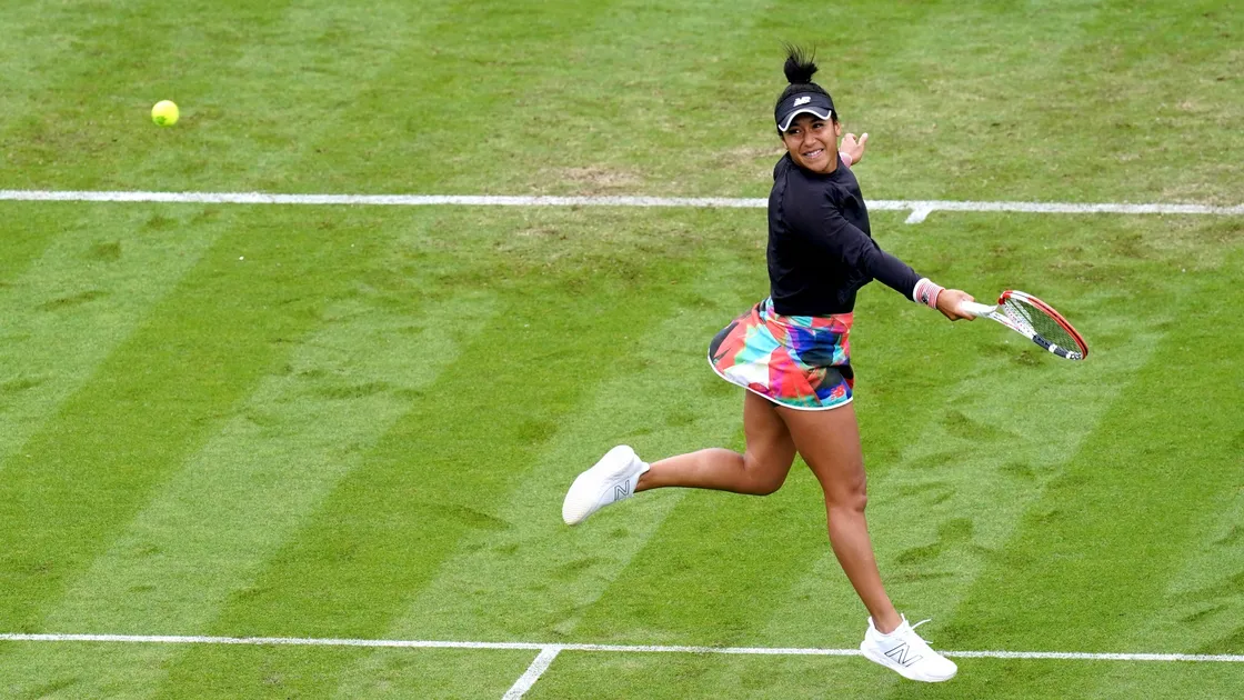 Heather Watson during her match against Poland's Iga Swiatek in the Viking International at Devonshire Park, Eastbourne. (Picture from PA Wire/PA Images, 29686559)