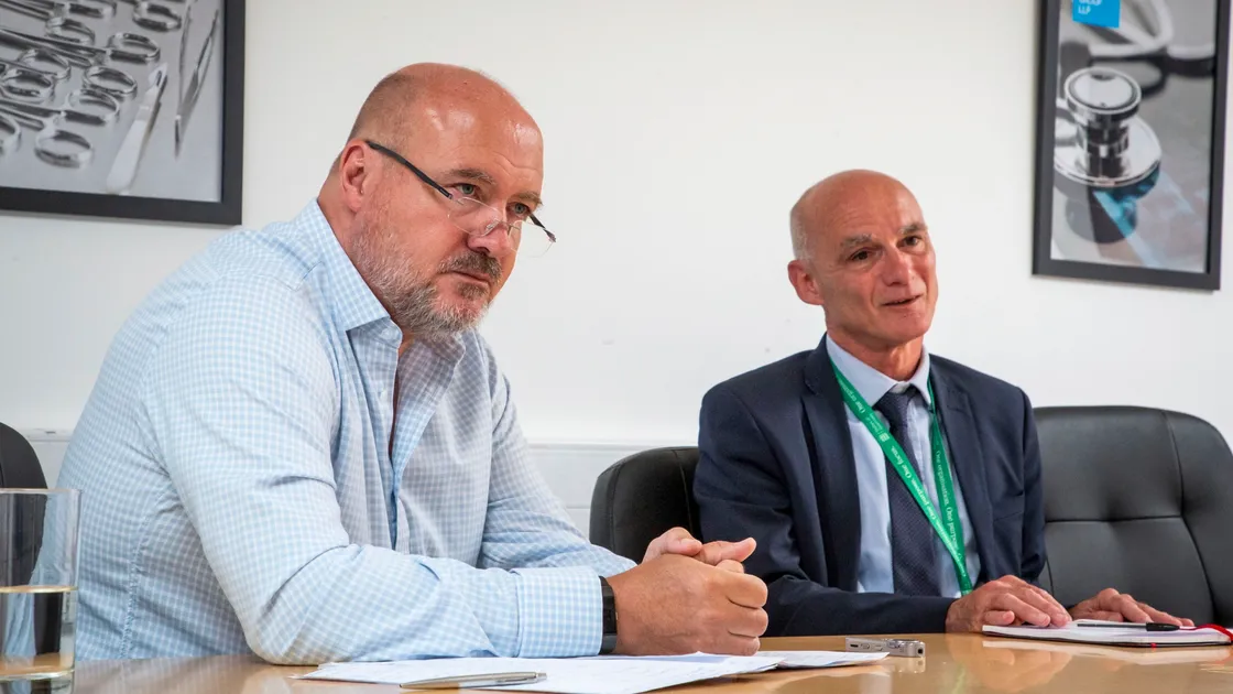 Medical Specialist Group chairman Dr Gary Yarwood, left, and Dr Peter Rabey, Health & Social Care medical director. (Picture by Sophie Rabey, 28451415)