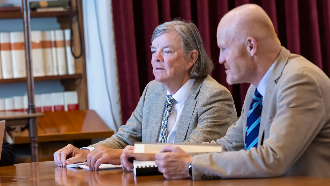 Deputy Charles Parkinson, left, and Deputy Gavin St Pier
