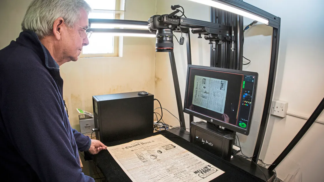 Volunteer scanner Keith Friend at the Priaulx Library. (Picture by Adrian Miller, 24396987)