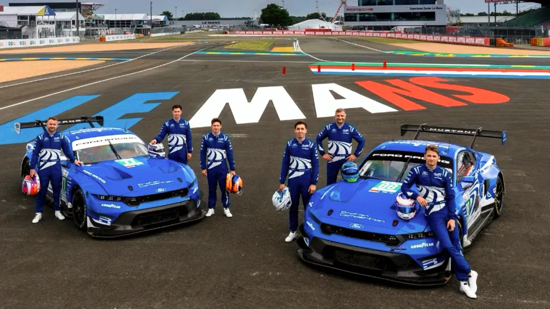 Seb Priaulx and his Ford Racing teammates at the 2026 edition of the 24 Hours of Le Mans.