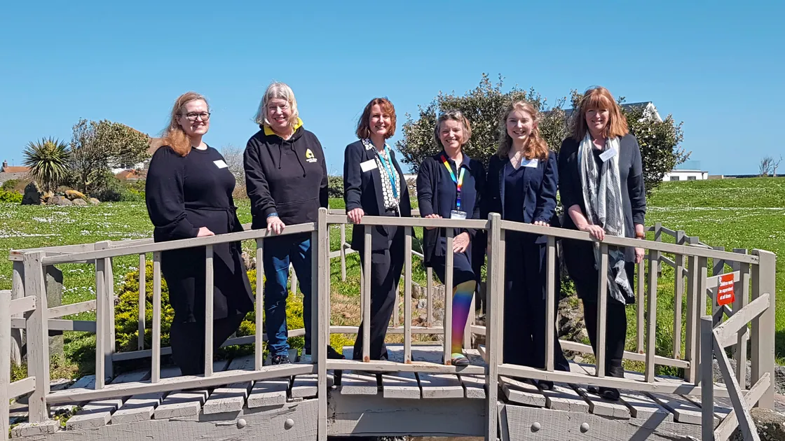 Left to right, Dr Matejka Rebolj, senior epidemiologist from Queen Mary University in London, Sara Gould, from Bowel Cancer Guernsey, Di Matthews, Public Health’s strategic screening lead, Dr Jo Le Noury, from Bright Tights, medical student and speaker Kate Connolly and Dr Caroline Chapman, from the UK Bowel Screening Programme. (Picture by Juliet Pouteaux, 33161142)