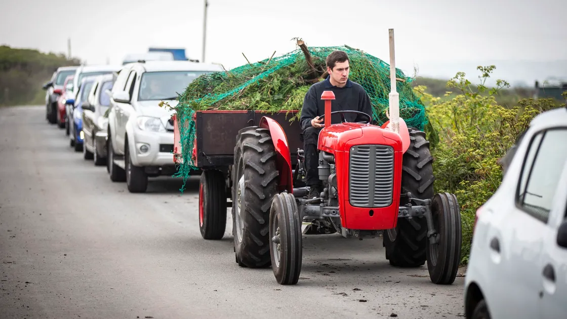 Picture by Sophie Rabey.  27-04-20.  Green Waste sites are back open today to the public today after Coronavirus Lockdown.  They are running at reduced opening hours and subject to health and safety restricions.  Chouet green waste site - backed up traffic from 8am this morning.. (28163332)