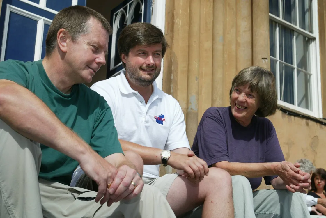 Chris Claxton, Charlie Cottam and Gill Freeman during Ecsoc week in 2003.
