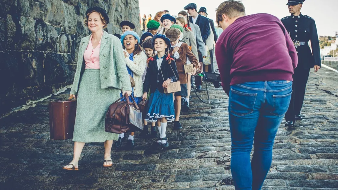 Behind the scenes of the local film production of A La Perchoine, which tells the story of evacuated Guernsey schoolchildren from 1940 to 1945. (30896606)