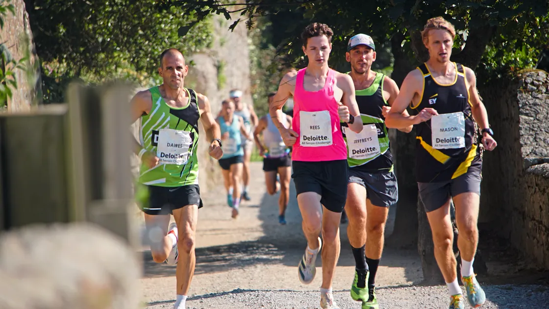 Champion Steve Dawes (left) alongside the other frontrunners in Herm.