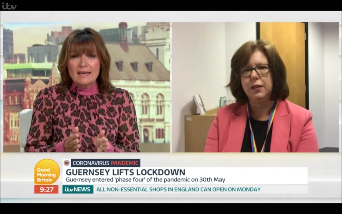 Screenshot of Dr Nicola Brink on ITV show Good Morning Britain with Lorraine Kelly, talking about how the island dealt with the coronavirus pandemic. (29194765)