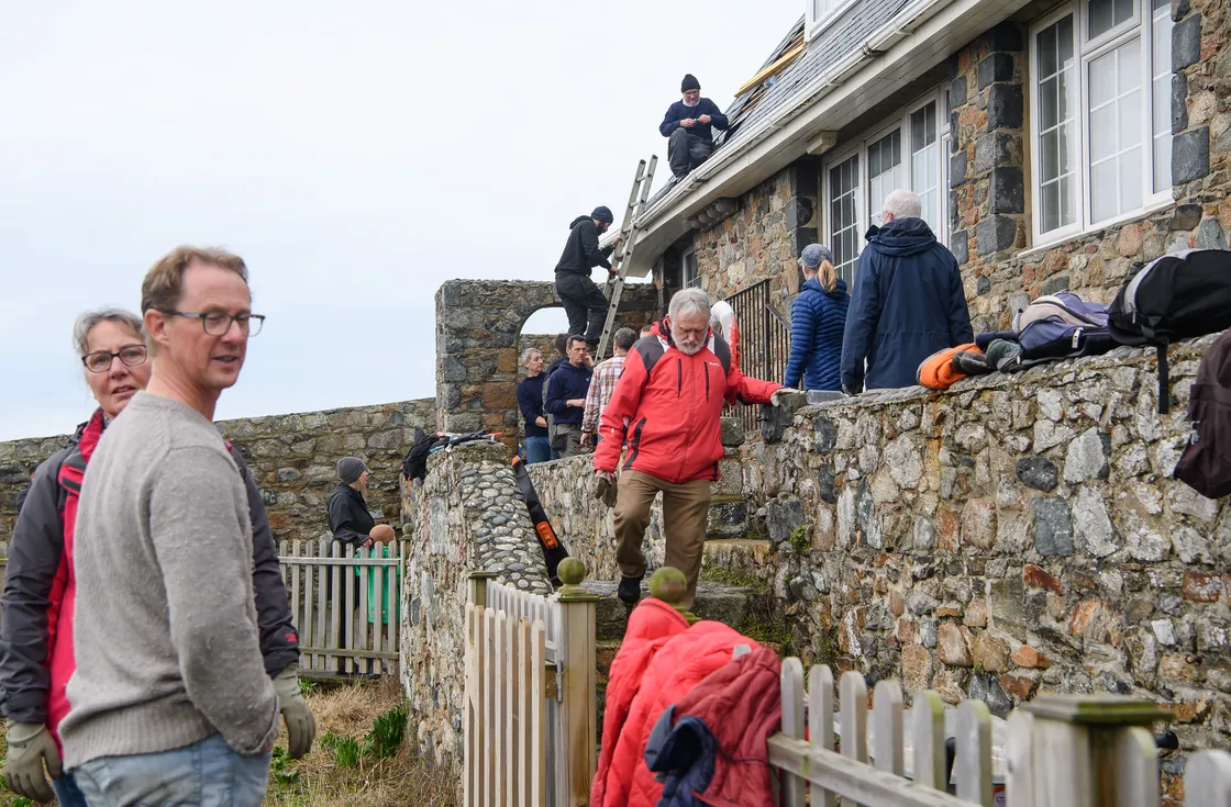 Dozens of volunteers turned out to help patch up the house following Storm Goretti earlier this month