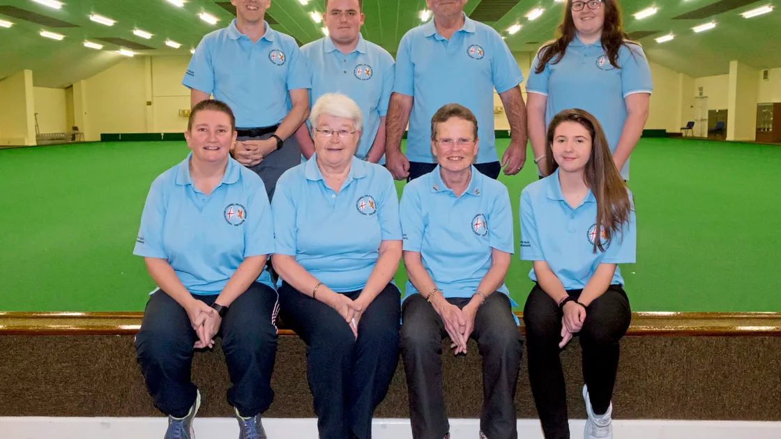 The Guernsey contingent who represented the Channel Islands at the British Isles Indoor Bowls Championships. The successful women's triple were Alison Merrien (front row, far left), Shirley Petit (front, second from right) and Catherine Snell (back row, far right). (Picture by Steve Sarre, 24064848)