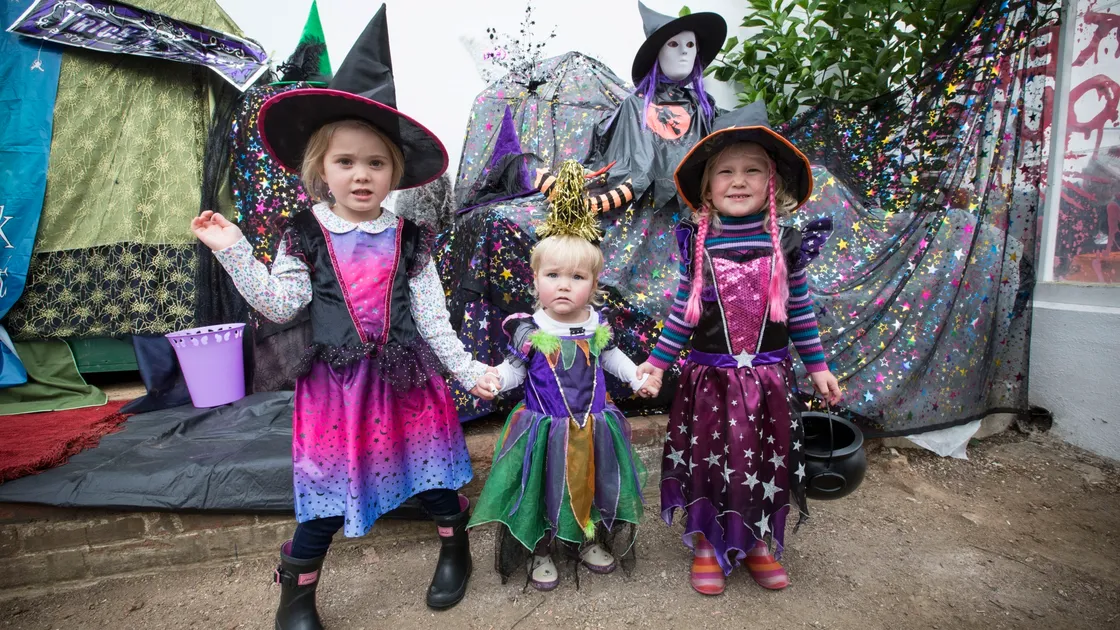 Dressed in their Souper Spooky Saturday best. Left to right: Ava-Rose Thoumine, 4, Harriet Sandilands, 1, and Lottie Sandilands, 3 (28835402)