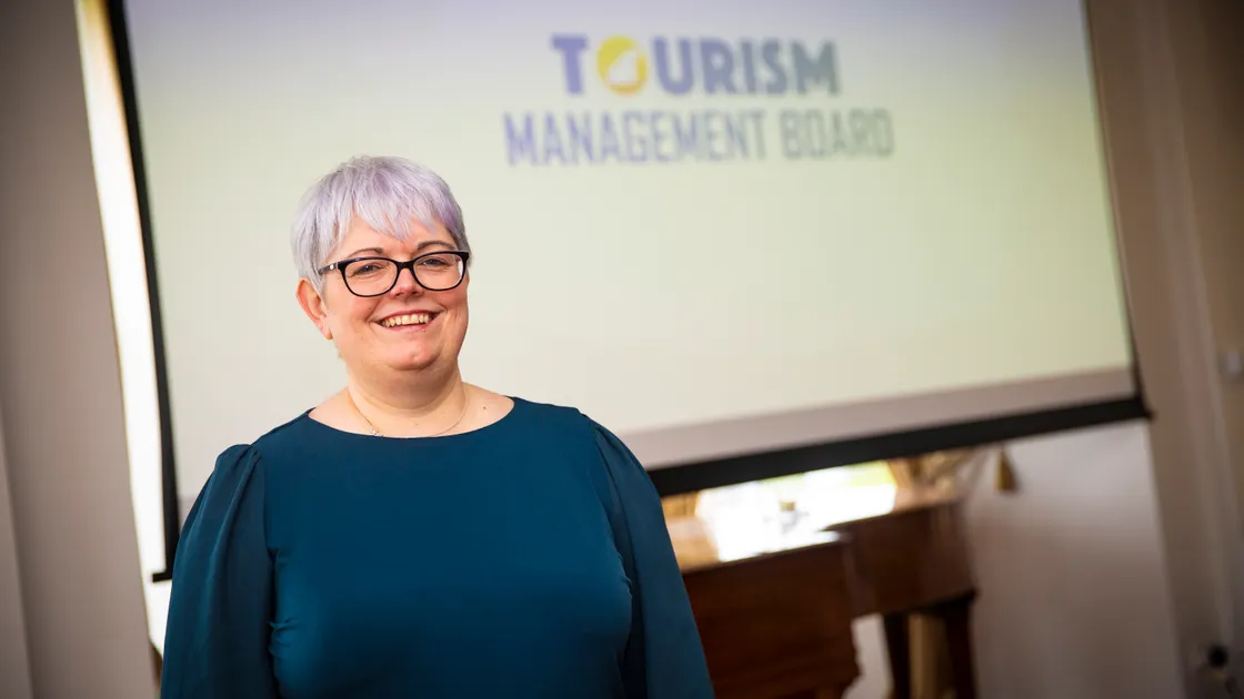 Tourism Management Board lead Hannah Beacom at the group’s first open discussion held at Les Cotils. (Picture by Peter Frankland, 32019779)