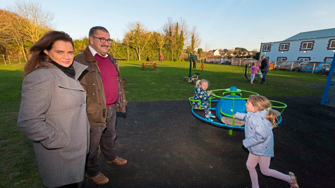 Styx centre manager Anne Thomas and director Steve Langlois at the centre’s playground which may have to go to parking if the centre cannot find an alternative. Also pictured are Eden, 5, and Ren Breaton, 3. (Picture by Steve Sarre, 23895262)