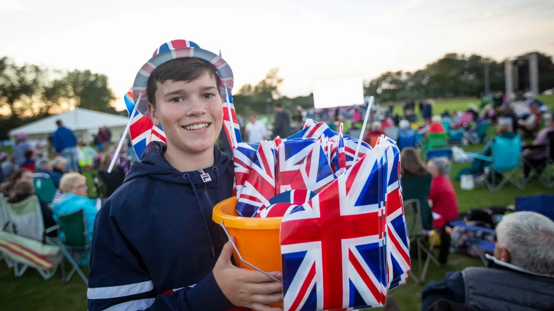 Ben Davidson, 13 was selling hats and flags. (29978180)