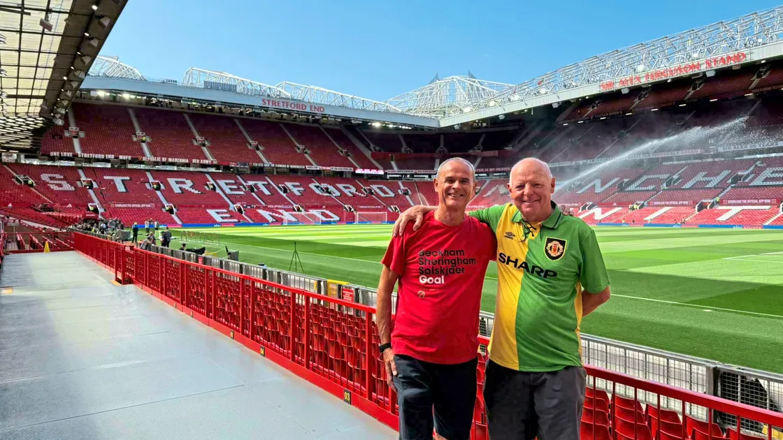 Paul Robilliard, who was involved in the formation of the Guernsey Branch of the Manchester United supporters’ club, with club secretary Harry Dick-Cleland