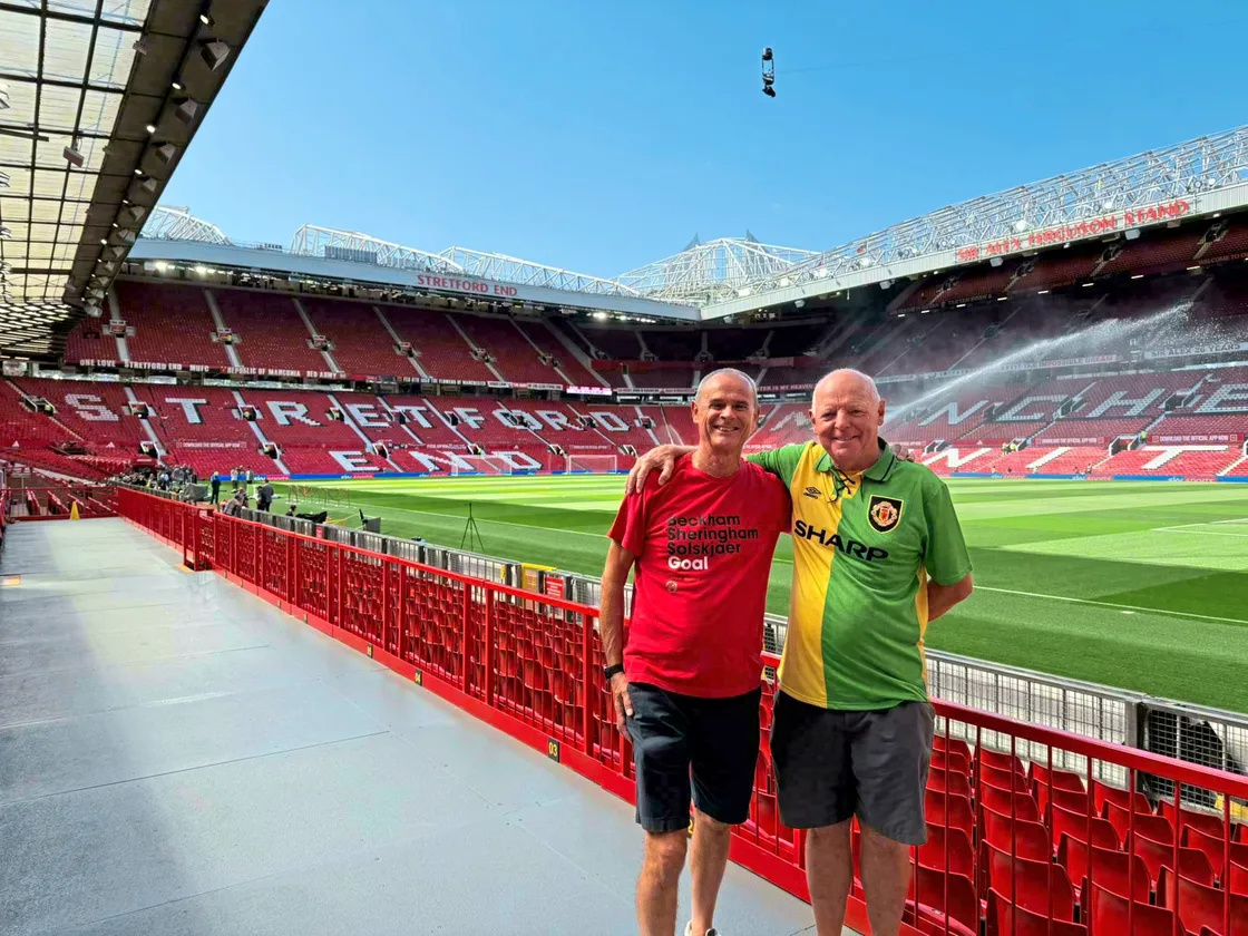 Paul Robilliard, who was involved in the formation of the Guernsey Branch of the Manchester United supporters’ club, with club secretary Harry Dick-Cleland