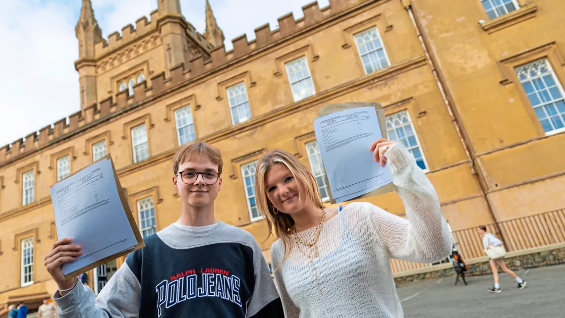 Elizabeth College A-Level students Will Meeks and Eleanor Whittaker, both 18. (Picture by Peter Frankland, 34361676)