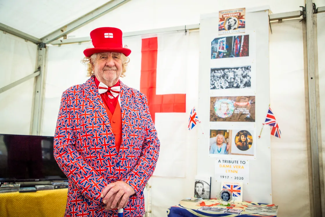 Picture by Sophie Rabey.  23-08-20.  The Vintage Agricultural Show.  Geoff Le Gallez with all of his memorabilia and his tribute stand to Dame Vera Lynn. (28612262)