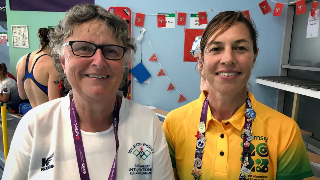 Val Gard, left and Christine Caswell, as Isle of Wight and St Helena swimming coaches respectively, were keen to work together to give team members a more memorable Games experience. (32305797)