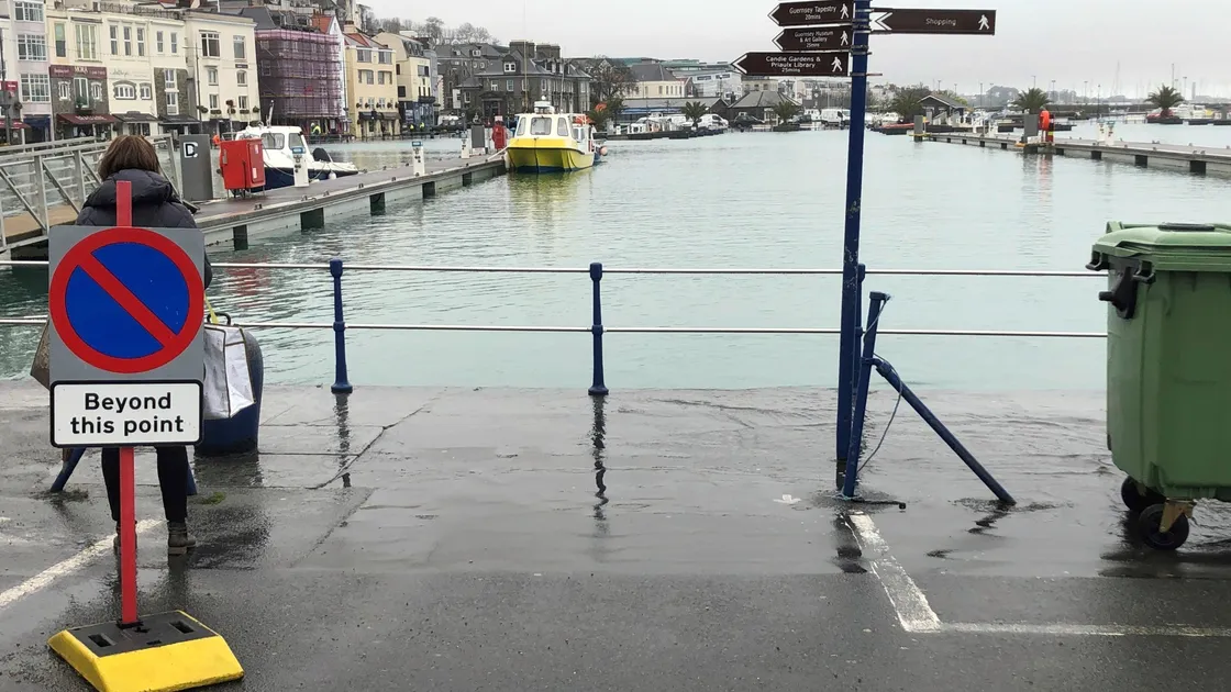 Water spilling onto the Albert Pier this morning.. (27429452)
