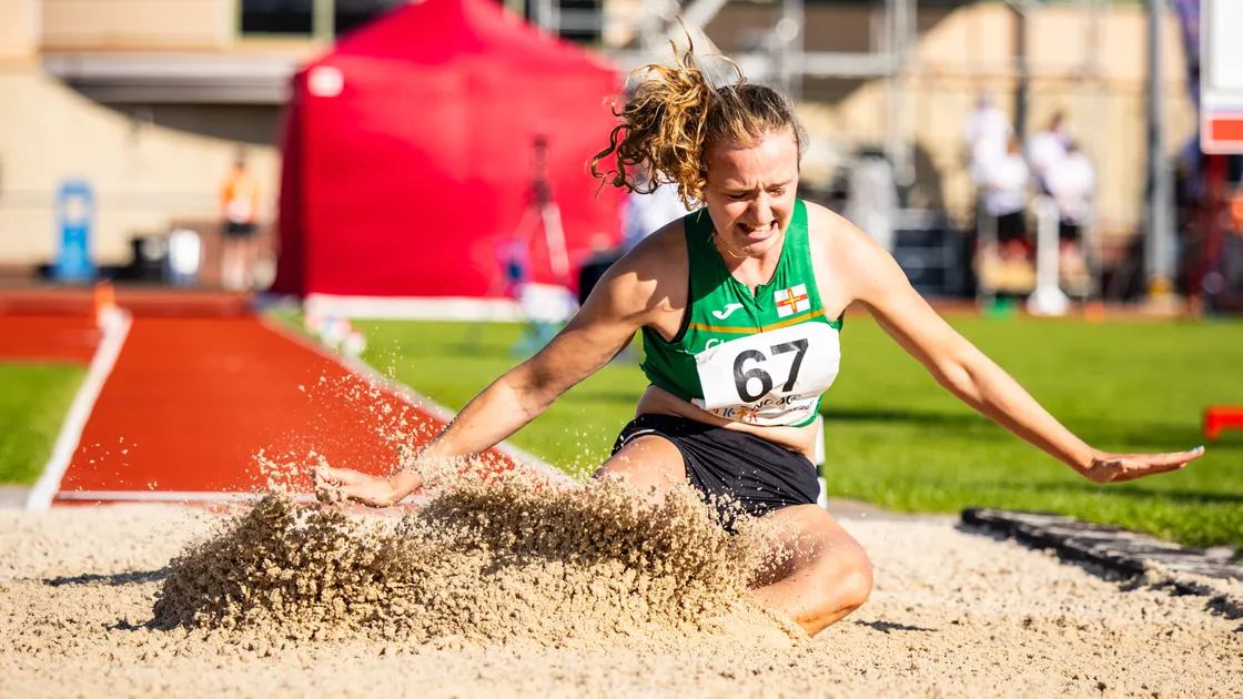 Vicky Hancock defended her Island Games title in the long jump.