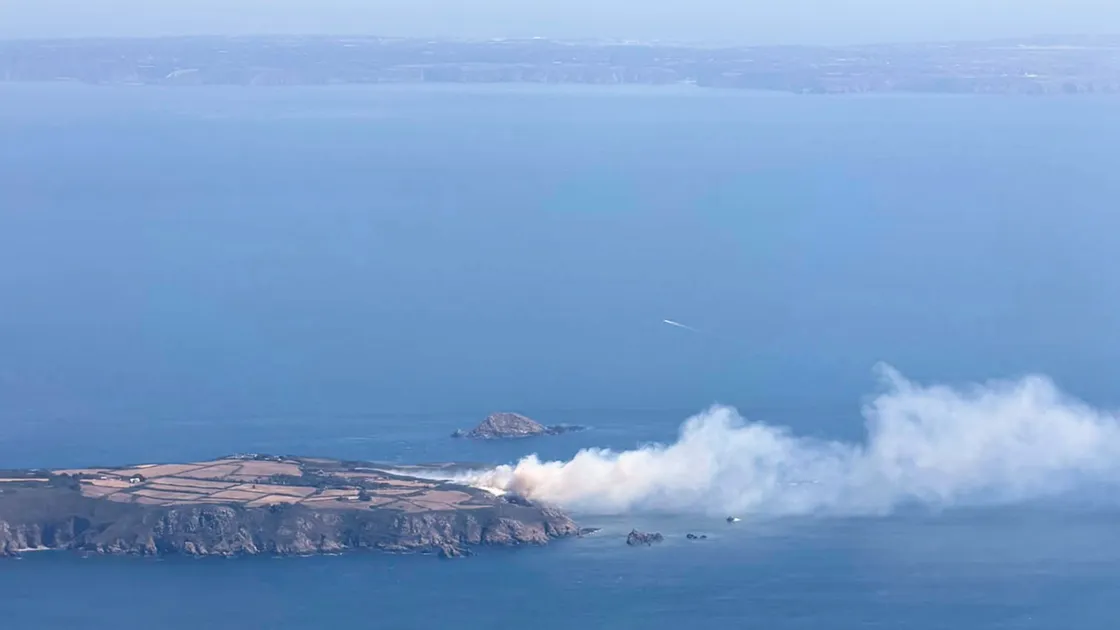 Huge plumes of smoke could be seen from Guernsey - and the air.