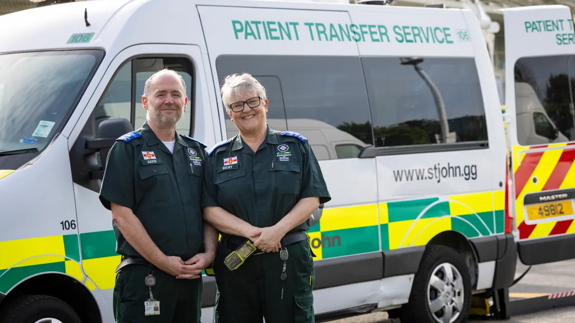 Dave Edwards and Nicky Strong from the Patient Transfer Service, part of the Ambulance and Rescue Service.