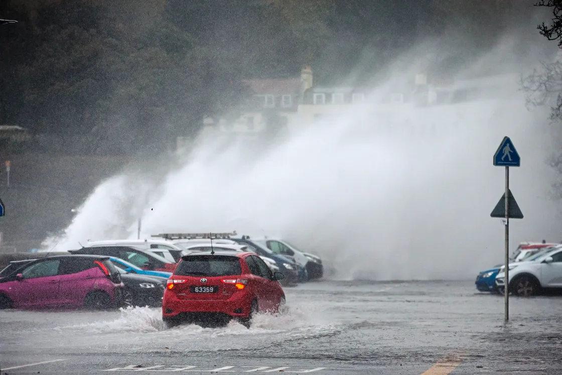 Large waves were crashing over the wall at Havelet. (Picture by Peter Frankland, 33805300)