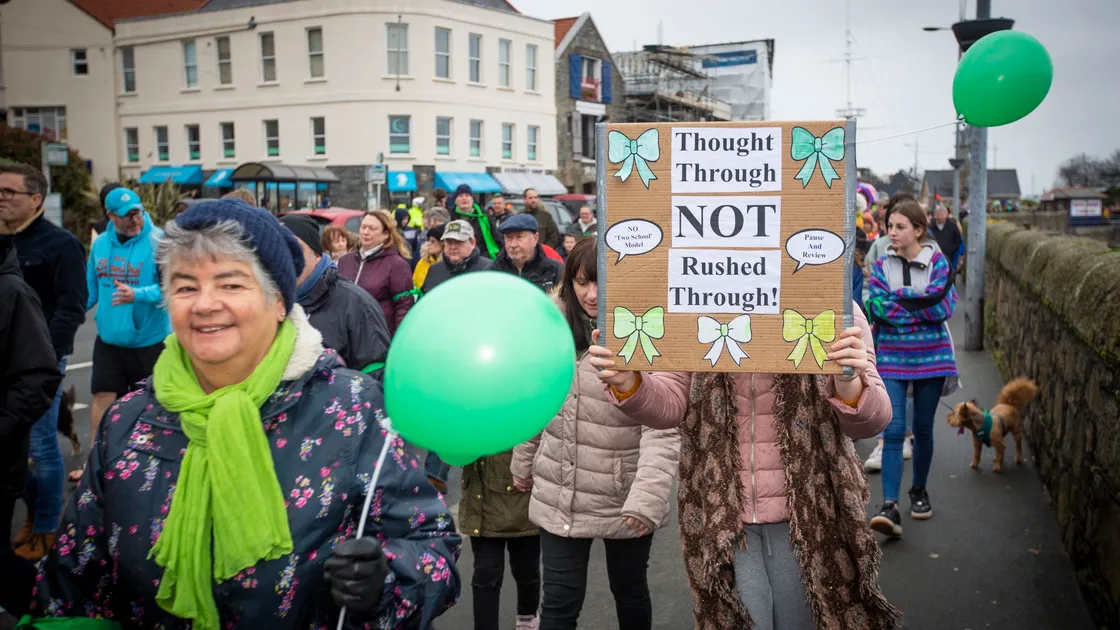 The call from many of those on the march was for a pause and for the secondary transformation plans to be thought through. (Pictures by Sophie Rabey, 27061464)