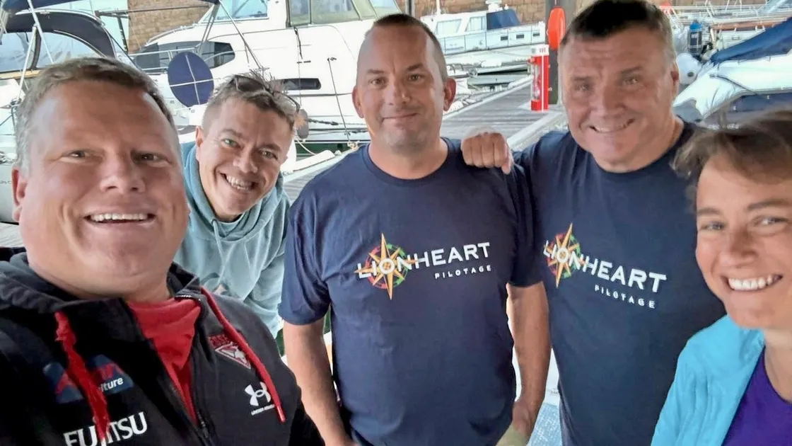 Justin Meades, far left, with members of his support team on the day. With him, left to right, are Mark Torode, Matthew Clarke, Carlton Moody and Jo Taylor. (33625360)