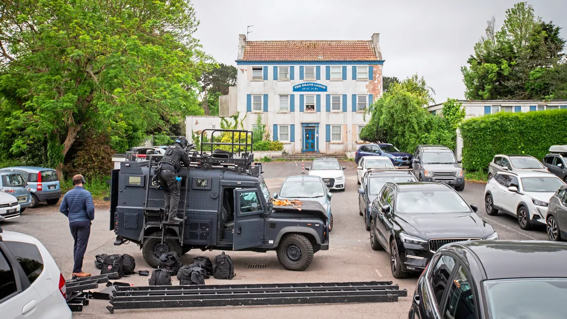Police carrying out firearm training at the old Braye Lodge Hotel.. (Picture by Sophie Rabey, 33242539)